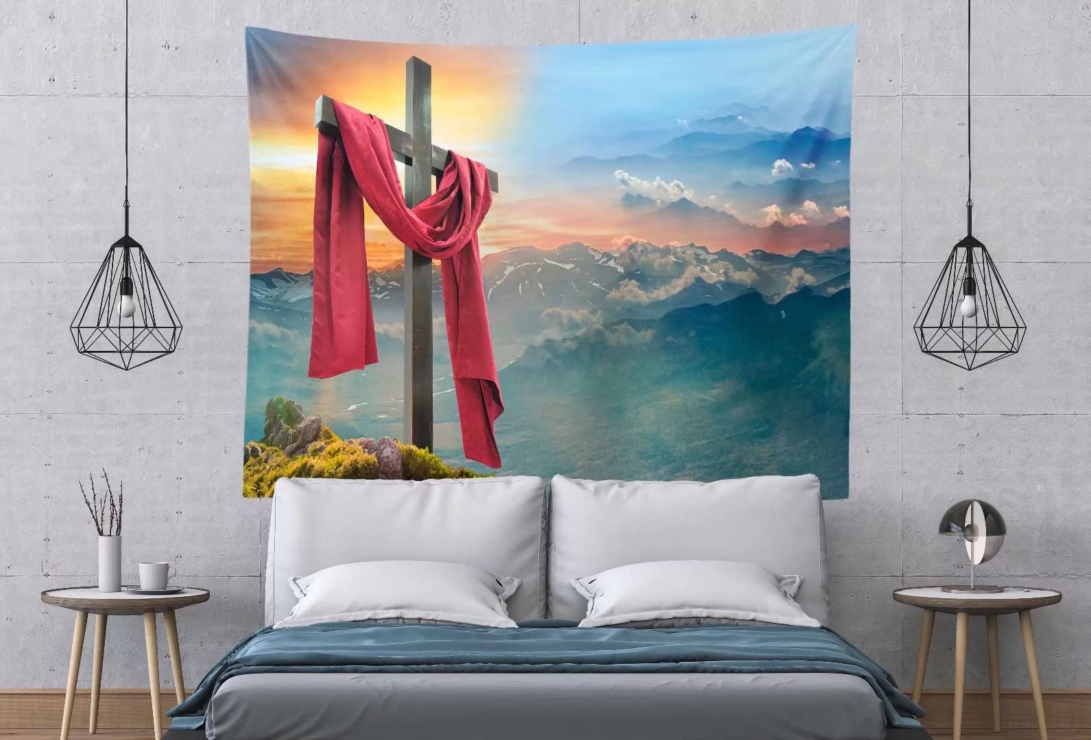 BELECO Jesus Christ Tapestry Backdrop with Cross