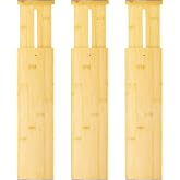 VaeFae 3 Pack Bamboo Drawer Dividers, 4" High Adjustable 16.6" - 21.8" Clothes Drawer Organizers, Expandable Separators for Bedroom/Bathroom/Kitchen/Office Storage