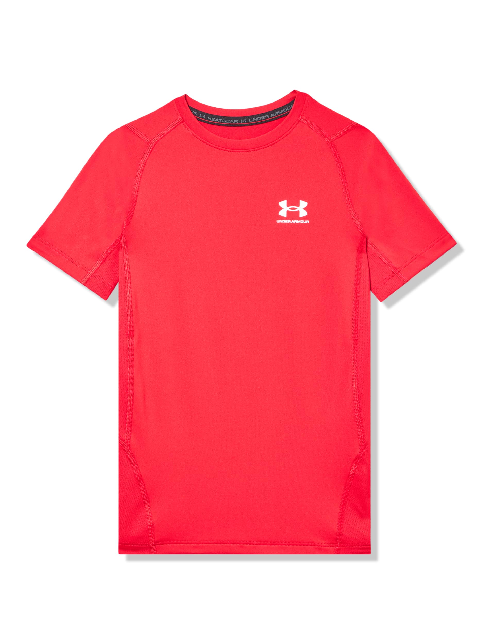 Under Armour Boys' HeatGear Armour Short-Sleeve T-Shirt, (600) Red / / White, X-Small Image