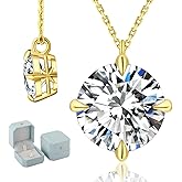 KRKC Moissanite Pendant Necklace for Women, 0.5CT/1CT/2CT/3CT/4CT Lab Created Diamond Solitaire Pendant, VVS1 Clarity D Color, Adjustable 14K White Gold Plated S925 Sterling Silver Chain, Jewelry Gift for Anniversary Valentines Christmas Day