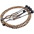 ZONG PEACE Nichiren Buddhism Soka Gakkai SGI Rosary Beads, Traditional Japan Handmade Prayer Beads, Natural Line Wood Beads with Ebony, Brown, 42cm