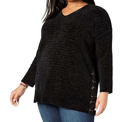Women's Plus Size Chenille Lace-Up Tunic Sweater by Nigeria Ubuy