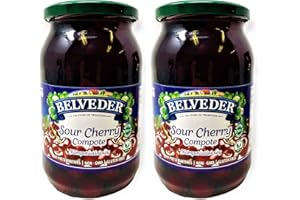 Belveder Sour Cherry Compote, No Preservatives Added, Non-GMO, Gluten Free and Vegan 31.74 Oz Pack of 2