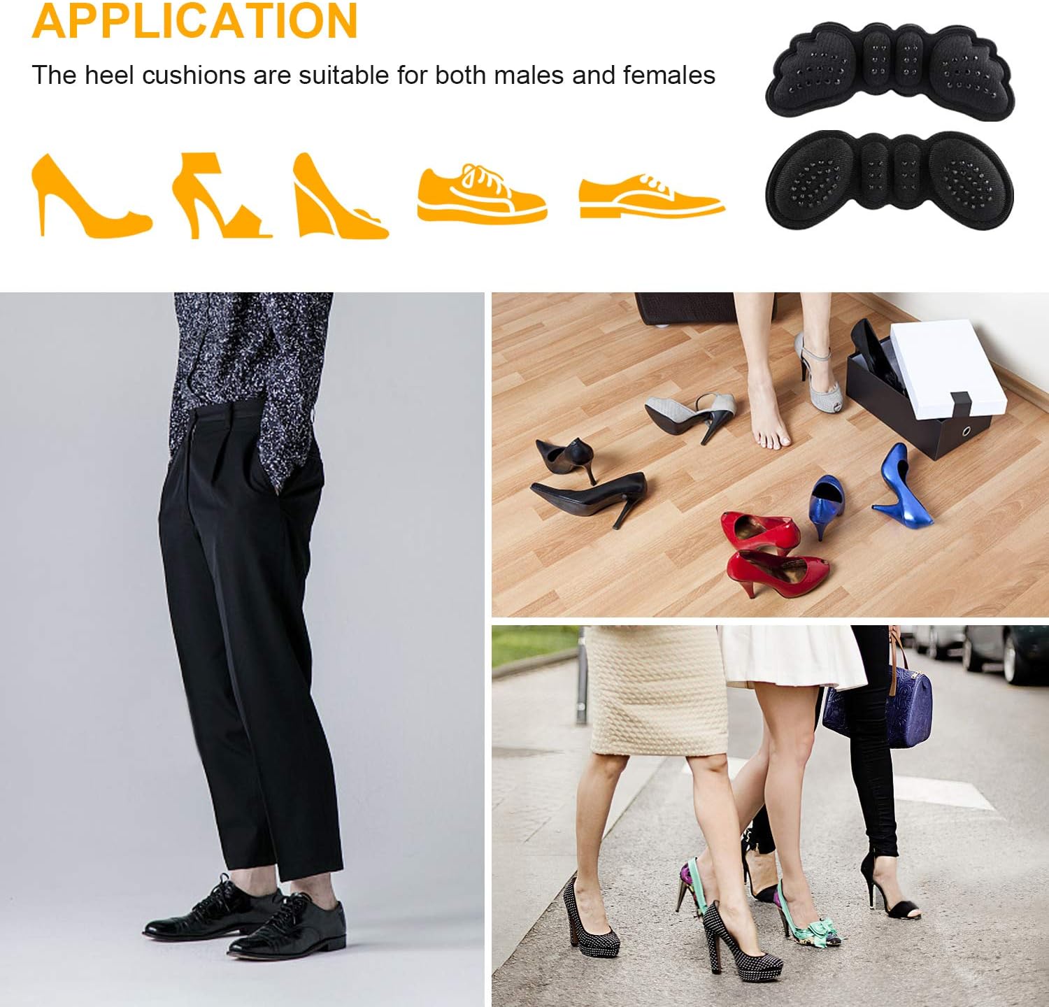 Updated 2020 Version LYLFL [5 Pairs] Heel Cushion Inserts Heel Grips Heel Pads-Suitable for Any Shoes Reusable Adhesive Shoe Inserts Liners for Loose Shoes: Health & Personal Care