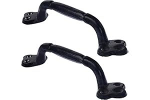 Dseap Barn Door Handle, 9" Heavy Duty Rustic Cast Iron Gate Grab Handles and Pulls, Black, Pack of 2