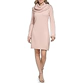 Eliza J Womens Long Sleeve Cowl Neck Holiday Shift Sweater Dress