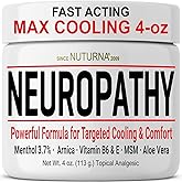Neuropathy Nerve Cream - Fast Acting for Feet Hands Legs Toes Back - Ultra Strength Menthol Arnica Aloe Vera MSM, Soothing Natural Nerve Comfort, Paraben-Free 4 Oz