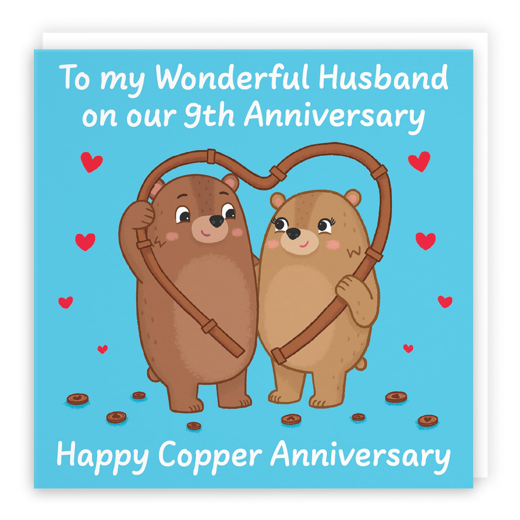 Hunts England - Husband 9th Anniversary Card - Copper Anniversary - 9 Years - Cute Fun Bears Card - Love Story Collection