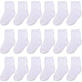 Duufin 18 Pairs Toddler Crew Socks Boys Girls Unisex Half Cushion Cotton Mid Cut Socks for Toddler Kids 1-8 Years Old