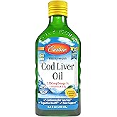 Carlson - Cod Liver Oil, 1100 mg Omega-3s, Liquid Fish Oil Supplement, Wild-Caught Norwegian Arctic, Sustainably Sourced Nordic Liquid, Lemon, 250 ml