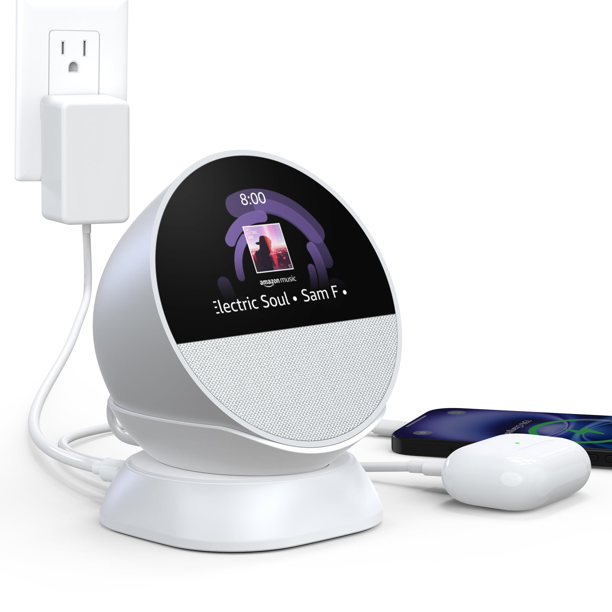 HomeMount Ultimate 2024 Spot Stand - Charging Hub for Spot, Smartphones & More with USB-C/A Ports, Sleek, Stable & Space-Saving Design (White)
