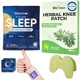 Wellnee &amp; Wellamoon Wellness Pack: Herbal Knee Comfort Patches (10 Count) &amp; Natural Sleep Support Patches (28 Count) &ndash; Joint &amp; Muscle Comfort with Plant-Based Sleep Aid