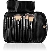Bellapierre 10 Piece Professional Makeup Brush Set with Faux Leather Case | Includes Cruelty-Free, Synthetic Bristle Brushes for Foundation Powder, Blush, Concealer, Liner, Brows, and Eyeshadow