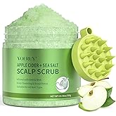 VOERUY Apple Cider Scalp Scrub, 2-in-1 AHA & BHA Scalp Exfoliator Shampoo, Detox Treatment with Sea Salt, Clarify and Remove Build Up with Silicone Scalp Massager, 10.6oz/300g