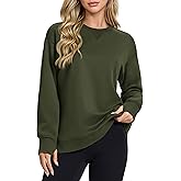 MAGCOMSEN Women's Fleece Lined Sweatshirts Pullover Crewneck Sweater Loose Fit Casual Winter Warm Tops with Thumb Holes