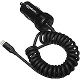 Amazon Basics Coiled Cable Lightning Car Charger - 5V 12W - 1.5 Foot, Black, 5-Pack
