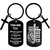 EoBeCy Keychain for Men Boys, Dog Tag Style Key Chain, Black Key Rings Birthday Christmas Veteran Day Gifts