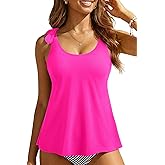 Women's Flowy Tankini Top Only- Modest Swimsuit Top Tie Knot Bathing Suit No Bottom 2025