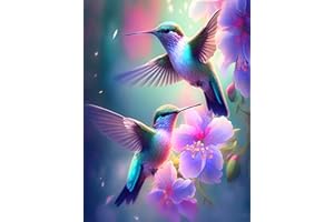 AXQUILON Diamond Painting Kits for Adults,5D Hummingbird Diamond Art Kits, DIY Hummingbird Diamond Painting Kits, Round Full Drill Gem Art Kits and Crafts for Home Wall Decor Gift 12 X16 Inch