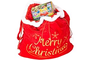 DADOUMAN Extra Large & Thick Velvet Santa Gift Bag with Shoulder Strap, Deluxe Merry Christmas Velvet Santa Gift Sack with Wh