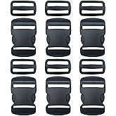 EesTeck 6 Set 1.5&rdquo; Flat Dual Adjustable Plastic Buckles &amp; Tri-glide Slides | Quick Side Release Buckles for Luggage Straps, Pet Collar, Backpack Repairing (Black, Fit For 1.5 Inch/38mm Webbing Straps)