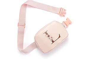 Qunwreath Belt Bag Fanny Pack for Women, Leather Belt Bag with Initial Letter Fashionable Crossbody Bag Waist Bag with Adjustable Strap for Traveling Hiking, Birthday for Women Girls Mom (L) Pink