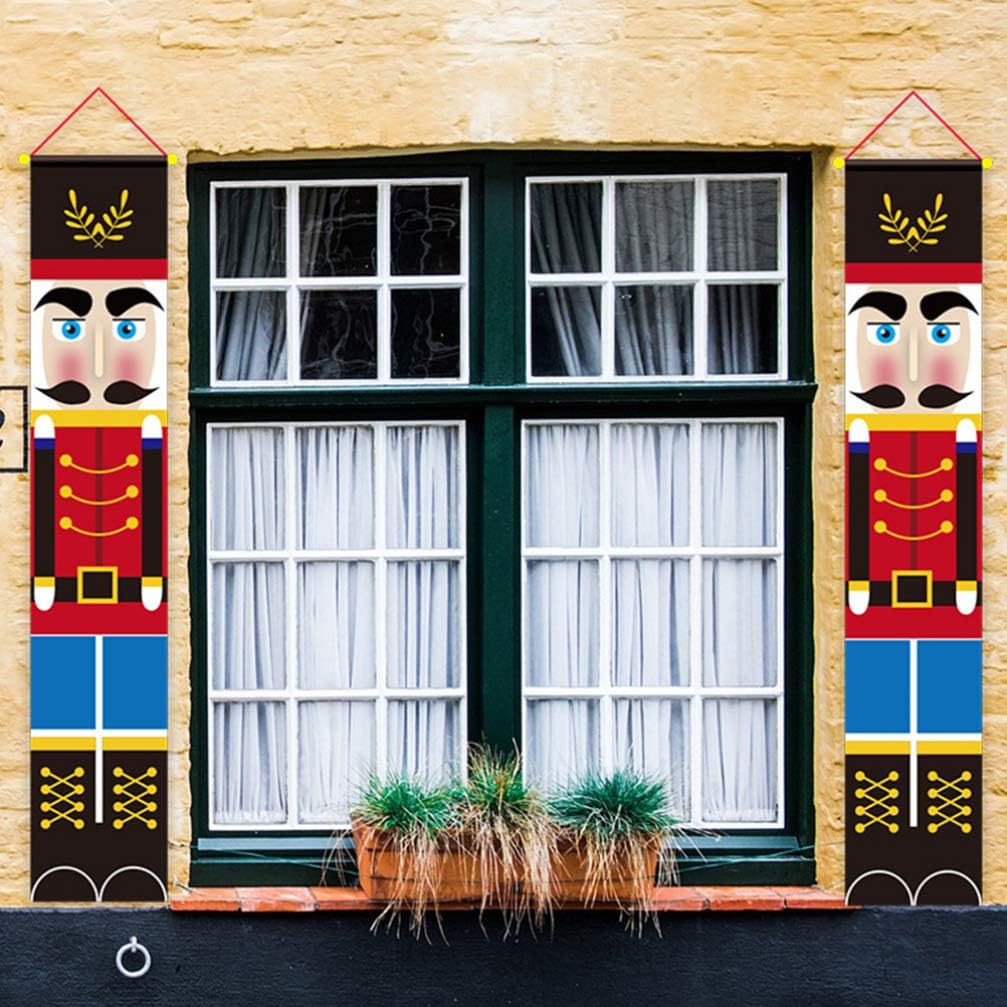 Amosfun Christmas Porch Sign Soldier Model Nutcracker Hanging Banners for Holiday Home Indoor Outdoor Porch Wall Christmas Decoration - Image 4