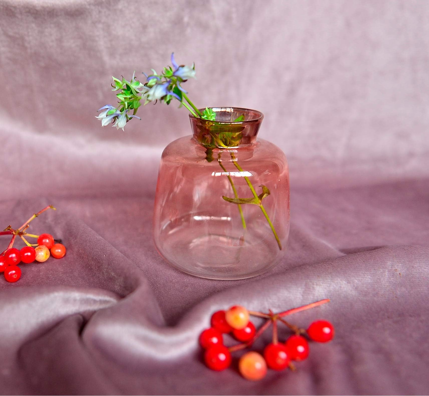 Flower Bud Ombre Vase, Desk Floral Glass Bud Vase, SVY Champagne Gold Color Stylish Decorative Scent Bottle Shape Flower Glass Vase (2.95" W 3.15" H)