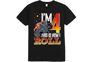 MD203 This is How I Roll 4 Years Old Monster Truck 4th Birthday T-Shirt Sweatshirt Hoodie for Boy Girl Kids