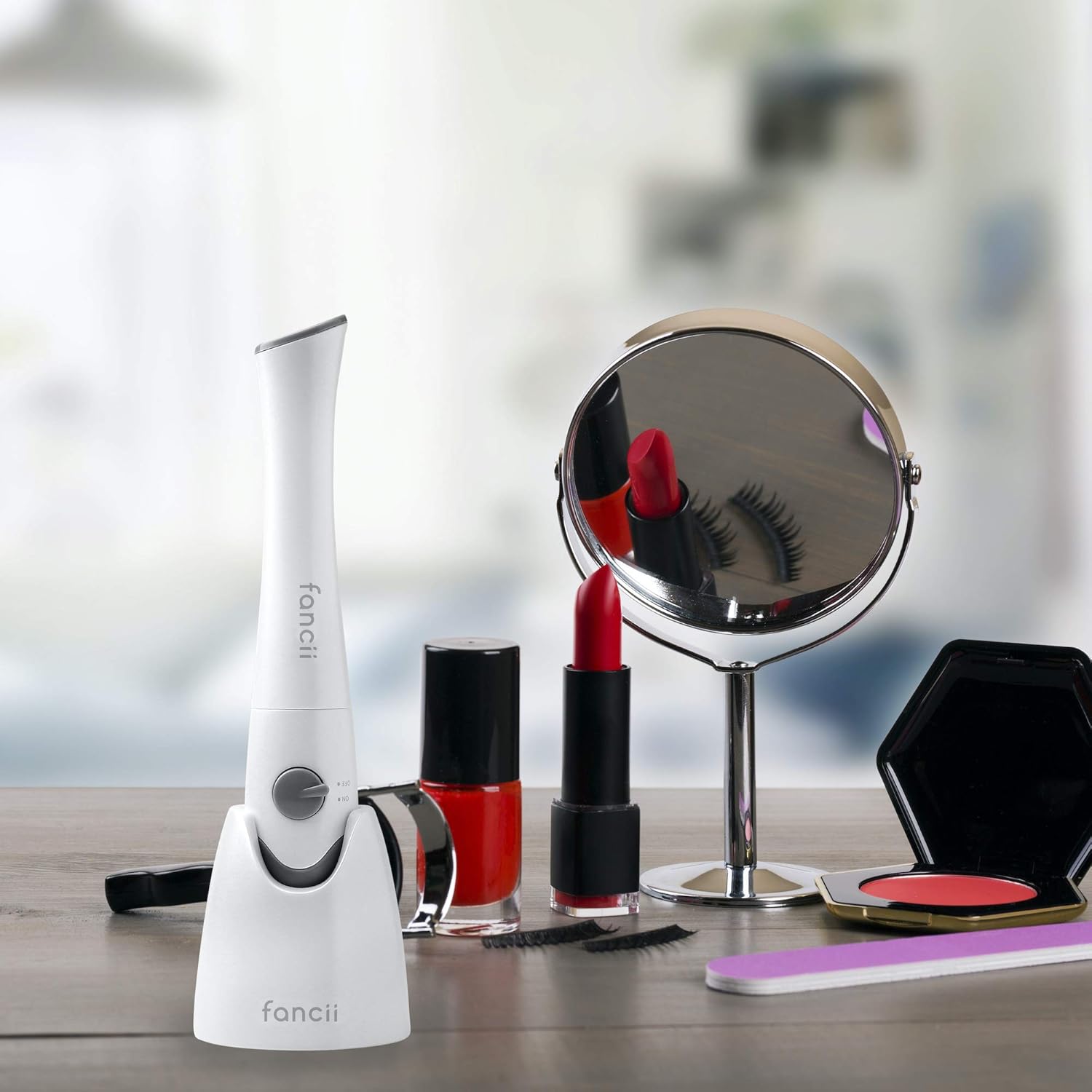 Fancii Professional Electric Manicure & Pedicure Nail File Set with Stand - The Complete Portable Nail Drill System with Buffer, Polisher, Shiner, Shaper and UV Dryer : Beauty