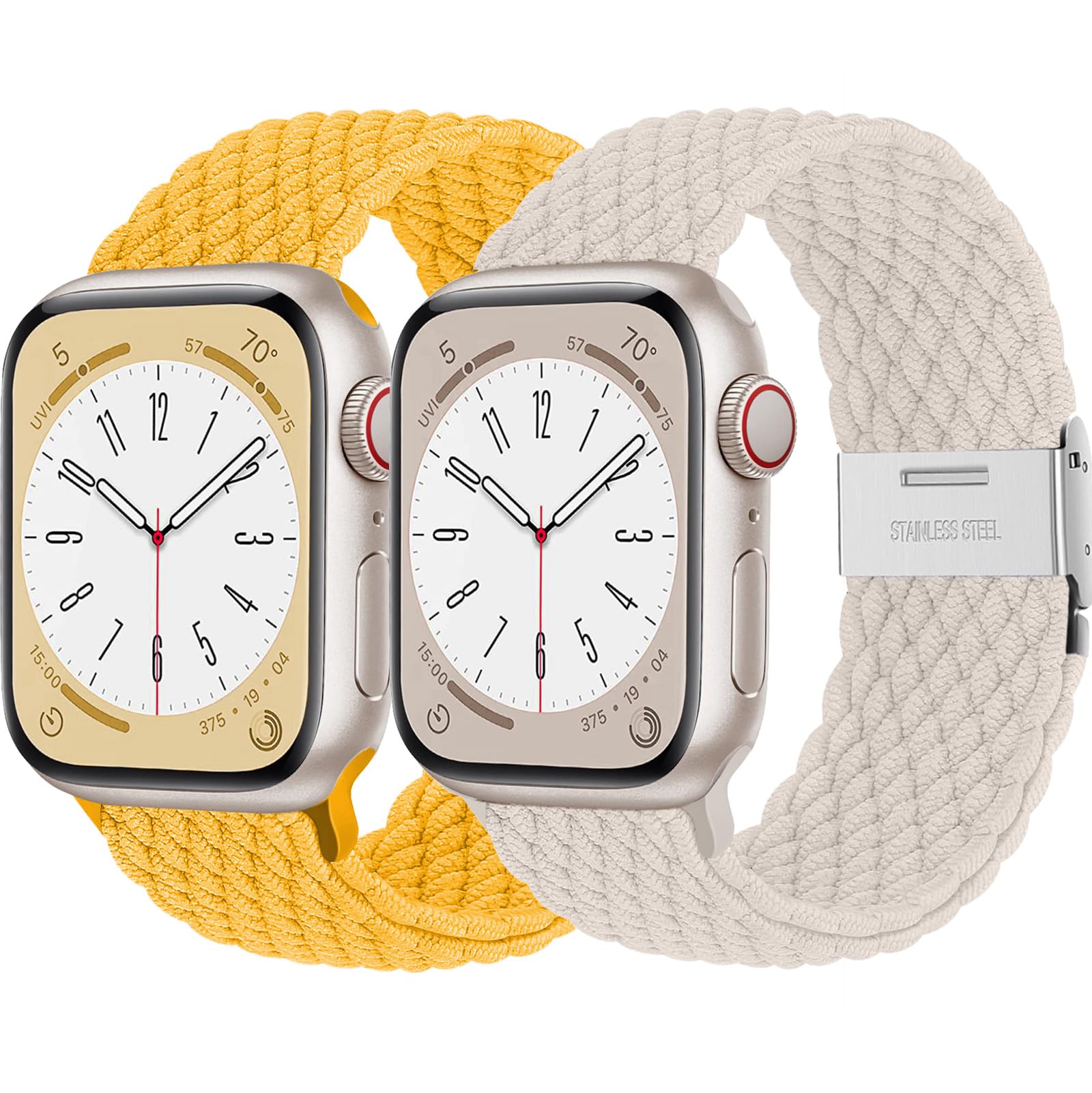 2Pcs Stretchy Braided Strap For Apple Watch Straps 40mm 44mm 41mm 45mm 49mm 38mm 42mm 46mm Men Women,Sport Elastic Solo Loop Bracelet Band for iWatch Series 10 9 8 7 6 5 4 3 2 1 Se Ultra