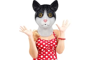 Halford Cute Cat Mask, Novelty Leopard Cat Head Mask, Funny Latex Animal Face Masks Costume Party Props for Adults