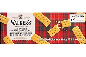 Walkers All-Butter Shortbread Fingers, Butter Cookies, Crumbly, Crunchy and Delicious - 150g