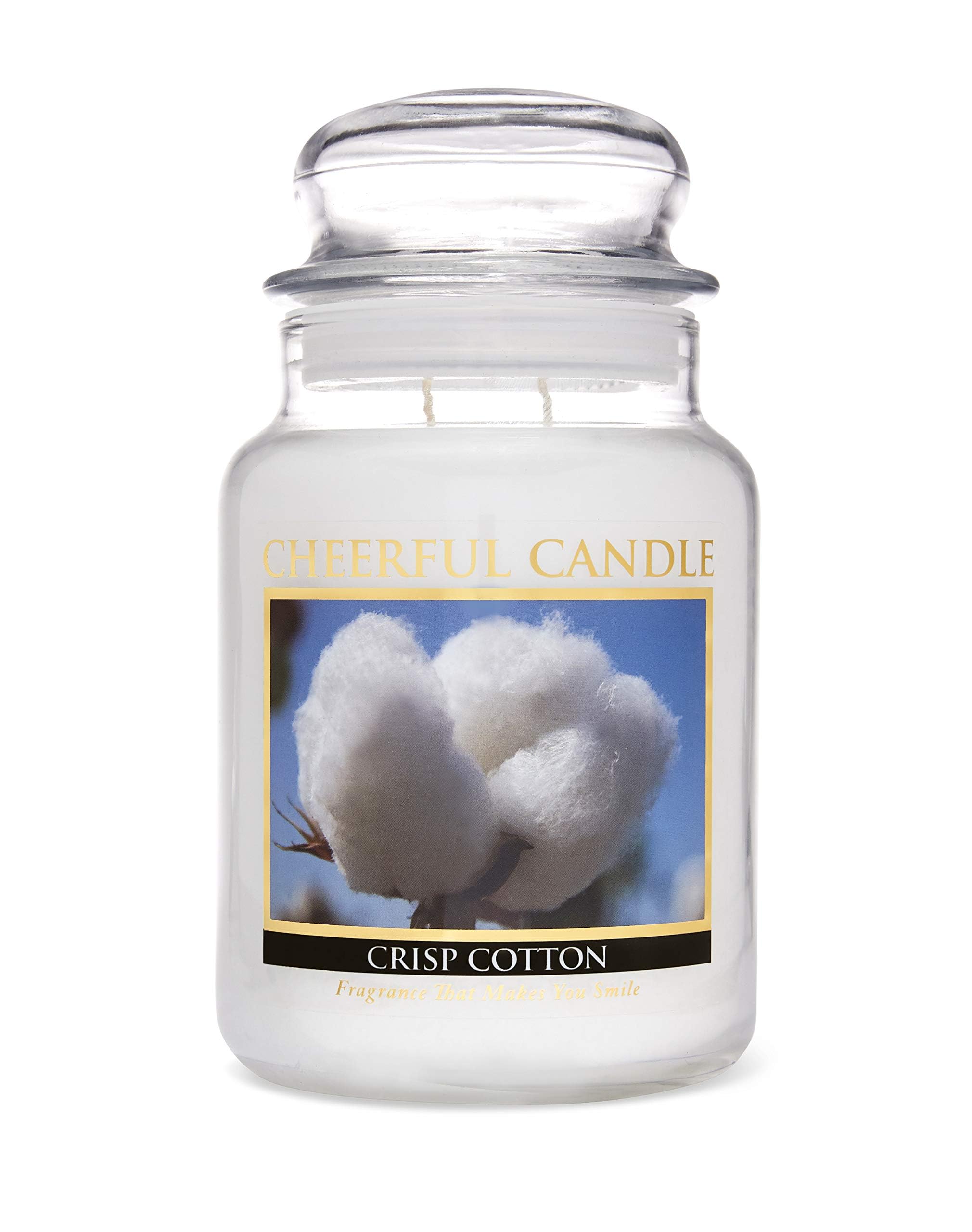 A Cheerful Giver - Crisp Cotton - 24oz Scented Candle Jar - Cheerful Candle -135 Hours of Burn Time, Candles Gifts for Women
