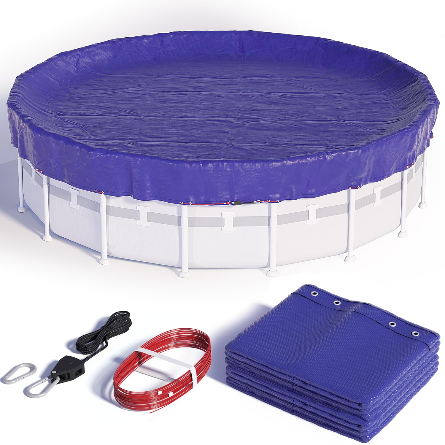 Photo 1 of 12 FT Round Pool Cover, [ 2025 Upgraded ] Above Ground Pool Cover, Heavy Duty Winter Pool Cover, Cold and UV Resistant, Cable and Pulley System