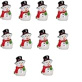 LAoabyoe 10Pcs Mini Snowman Figurines - Resin Christmas Miniatures with Hat for DIY Crafts, Xmas Party Decor, Micro Landscape Ornament, 0.63 x 1.1 Inches