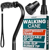 Vive Walking Cane for Women, Men, Elderly - Patented Offset Grip - Lightweight Adjustable Walking Aid with a Non-Slip Tip - Sturdy Balancing Mobility Aid for Seniors