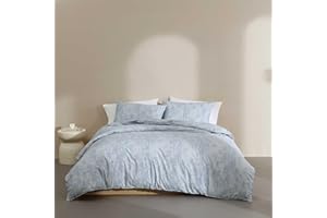 Calvin Klein – Queen Duvet Cover Set, Crisp Cotton Percale Bedding with Hidden Button Closure, Reversible 3 Piece Bed Set wit