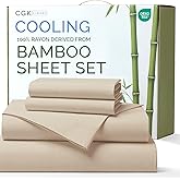 100% Rayon Derived From Bamboo - Bamboo Sheets Full Size - Cooling Sheets for Full - Ultra Soft, Breathable & Hotel Luxury Bedding - 1 Flat & 1 Fitted & 2 Pillowcases w/ 16 Inch Deep Pockets - Wheat