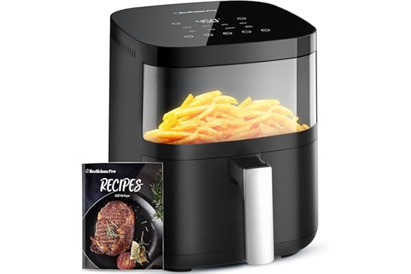 Air Fryer,Beelicious® 8-in-1 Smart Compact 4QT Air Fryers,with Viewing Window,Shake Reminder,450°F Digital Airfryer with Flav