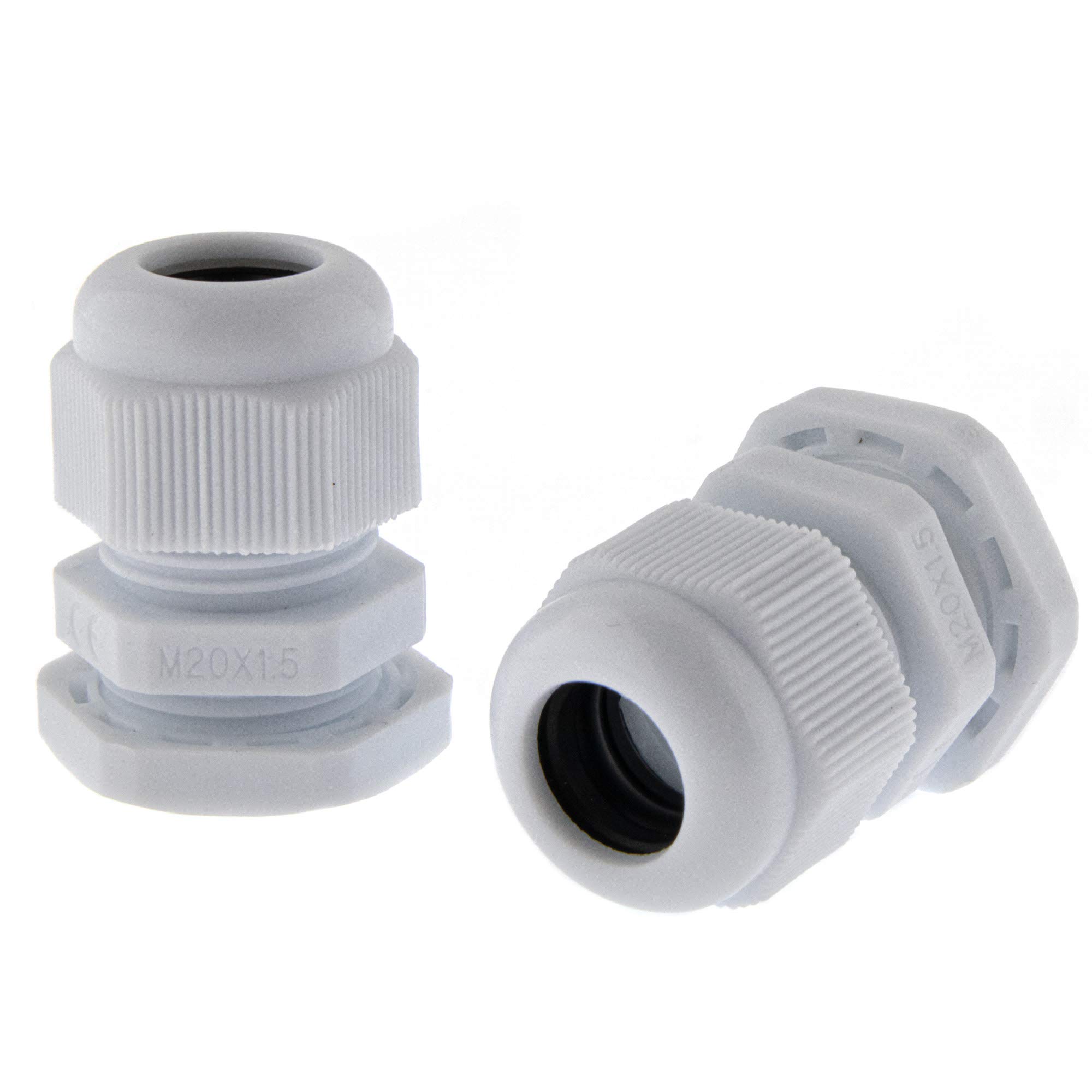 SeKi 10 x Cable Glands M20 7-12 mm, Waterproof IP67 Metric Cable Gland, Grey (RAL7035), Suitable for PG11 — image 1