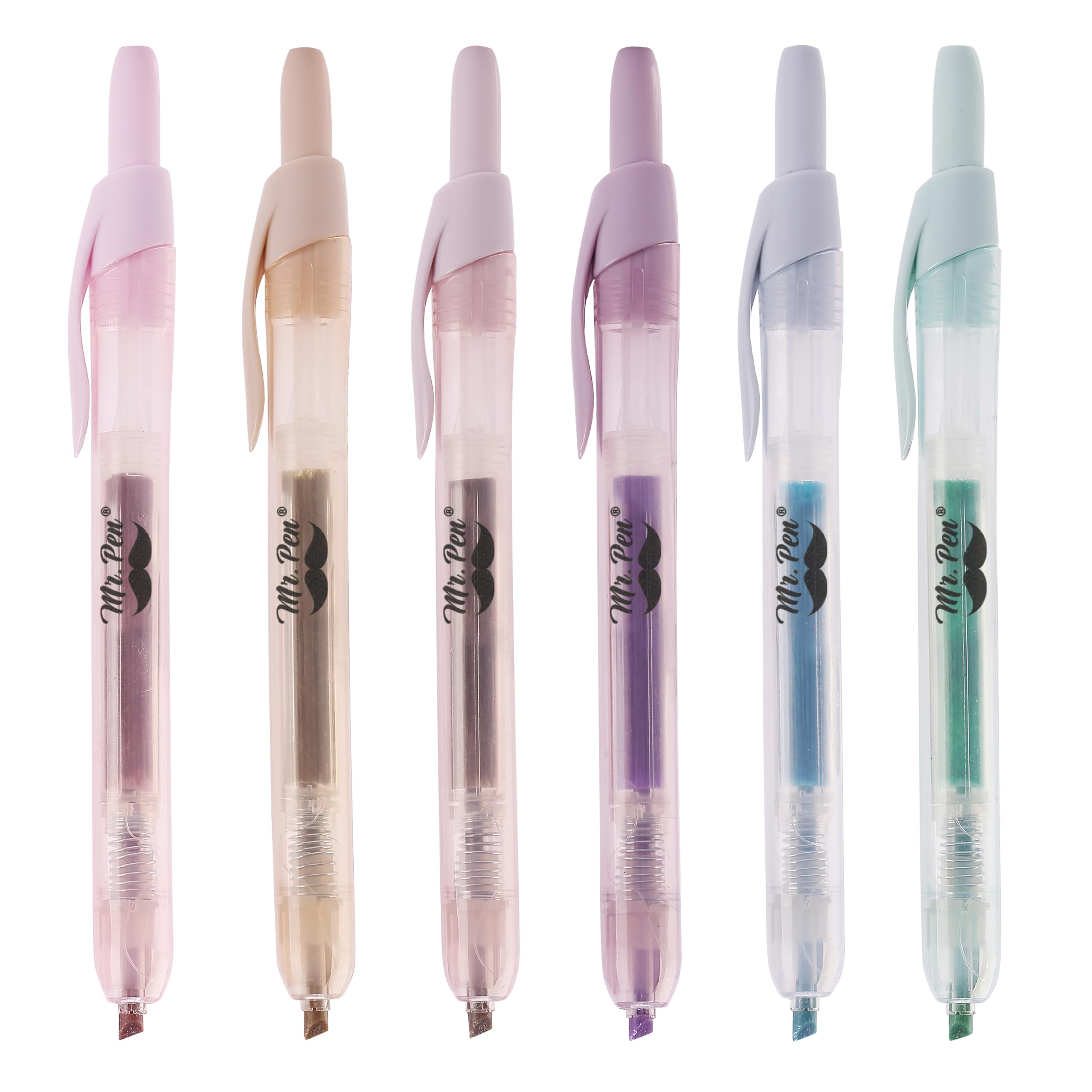 Photo 1 of Mr. Pen- Retractable Highlighters Assorted Colors, 6 Pack, Pastel Colors, Click Highlighters Retractable Markers, Click Markers