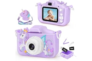 ArtCWK Kids Unicorn Camera for Girls, Christmas Birthday Gifts for 3 4 5 6 7 8 9 Years Old Girl, HD Selfie Digital Video Cameras for Toddler, Cute Toy Camera with 32GB SD Card Toys for Little Girls