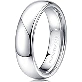 Valentines Day Gifts for Her Him - 2mm 4mm 6mm 8mm Tungsten Wedding Band Rings for Women Men Silver Plated Domed High Polish Stackable Rings Engagement Statement Promise Wedding Band Ring 6-12
