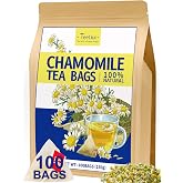 TeeLux Chamomile Tea Bags, Whole Chamomile Flowers Tea, 1.5g/bag, 100 ct | Fresh Floral Aroma, Mild &amp; Smooth Taste, Caffeine Free, Corn Fiber Pyramid Tea Bags, Gluten Free, Hot/Iced, Resealable Pouch