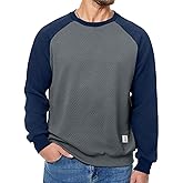 Dokotoo Men Men's Fall Crewneck Sweatshirts Patchwork Long Sleeve Geometric Texture Casual Pullover Shirt
