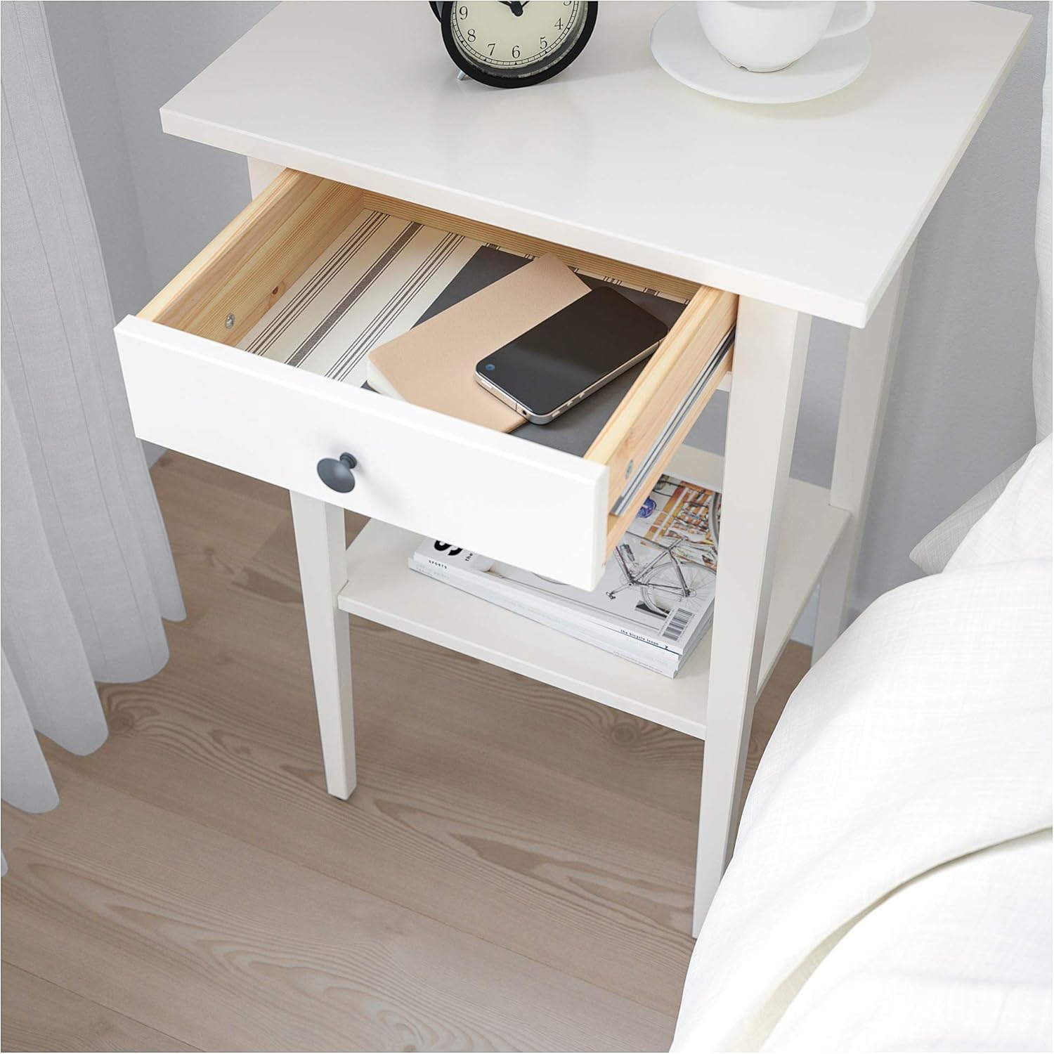 Ikea Hemnes Bedside Table White Amazon De Kuche Haushalt