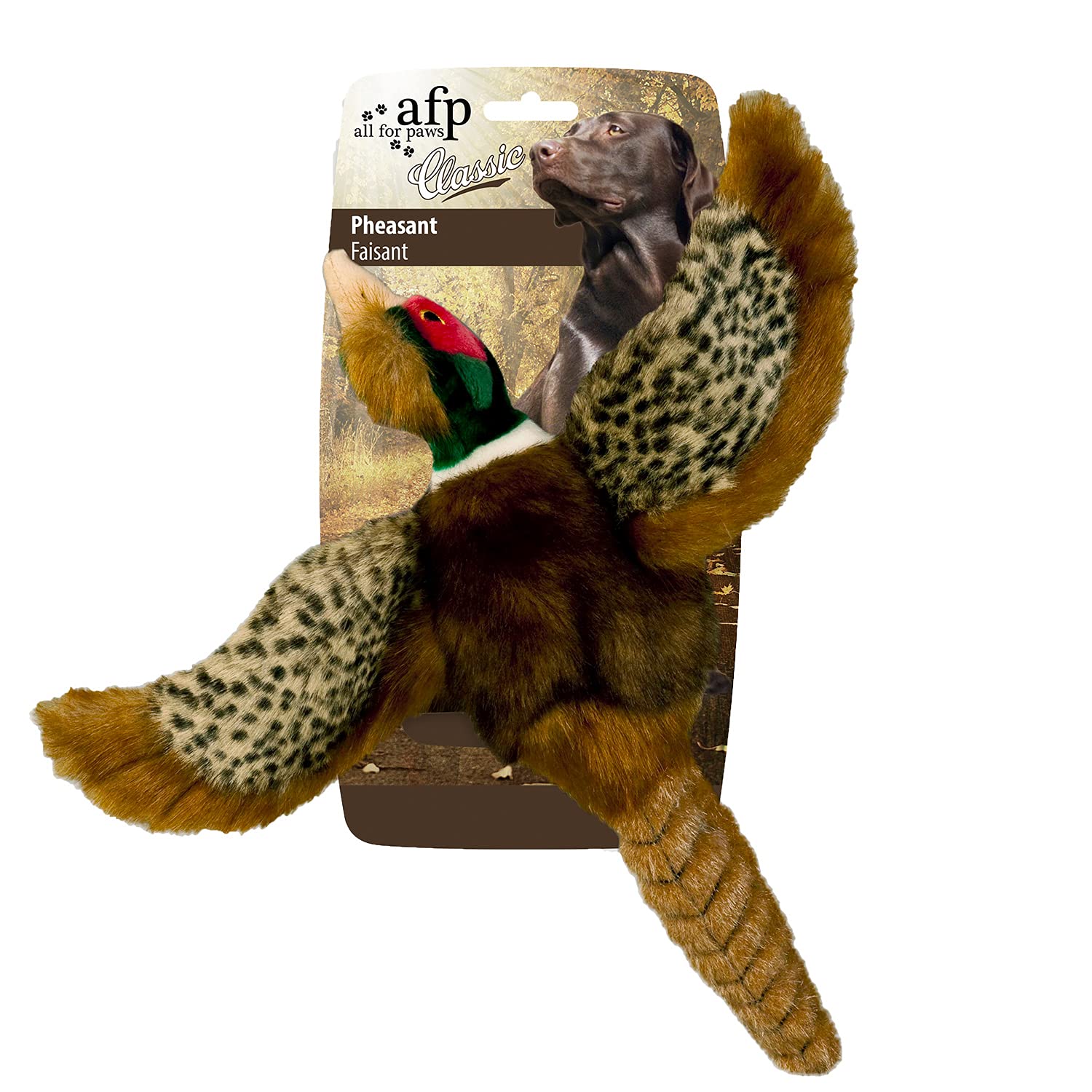 ALL FOR PAWS Interactive Dog Squirrel Plush Toys, Stuffed Animal Squeaky Toy for Dogs Enrichment Toys, Large Size (Pheasant (Large Size))