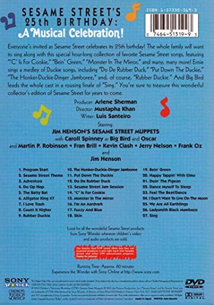 DVD Sesame Street 25th Birthday - A Musical Celebration | eBay