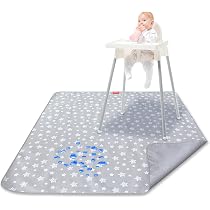 Tapis Anti-éclaboussures Pour Chaise Haute Bébé - 129x129 Cm, Imperméable, Antidérapant, Lavable, Pliable - 12